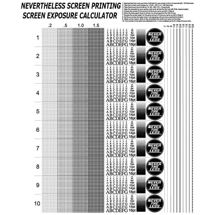 NeverTheLess Screen Printing Exposure Calculator - Free Download ...