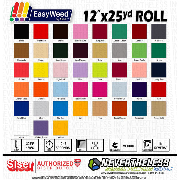 Siser Easyweed HTV Heat Transfer Vinyl - 12"x25yd